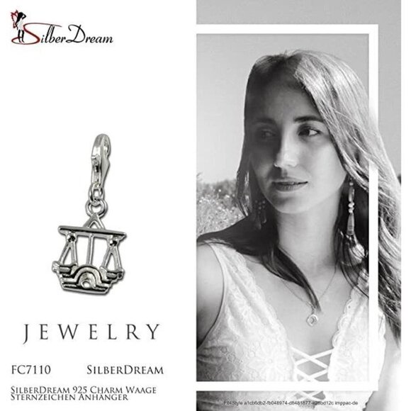 Sterling Silver Charm Libra Horoscope Pendant for Bracelet Charm - Picture 2 of 7